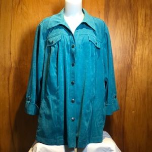 JM Collection Women 3X Teal Blue Button Down Jacket